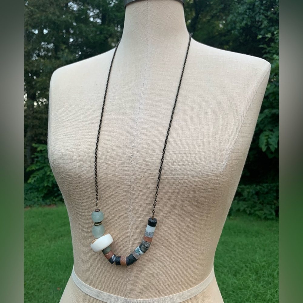 Artisan Stone/Bone/Glass Necklace - Picture 3 of 10